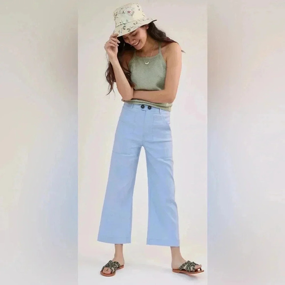 Maeve Light Blue Wide Leg Pants - Picture 1 of 7